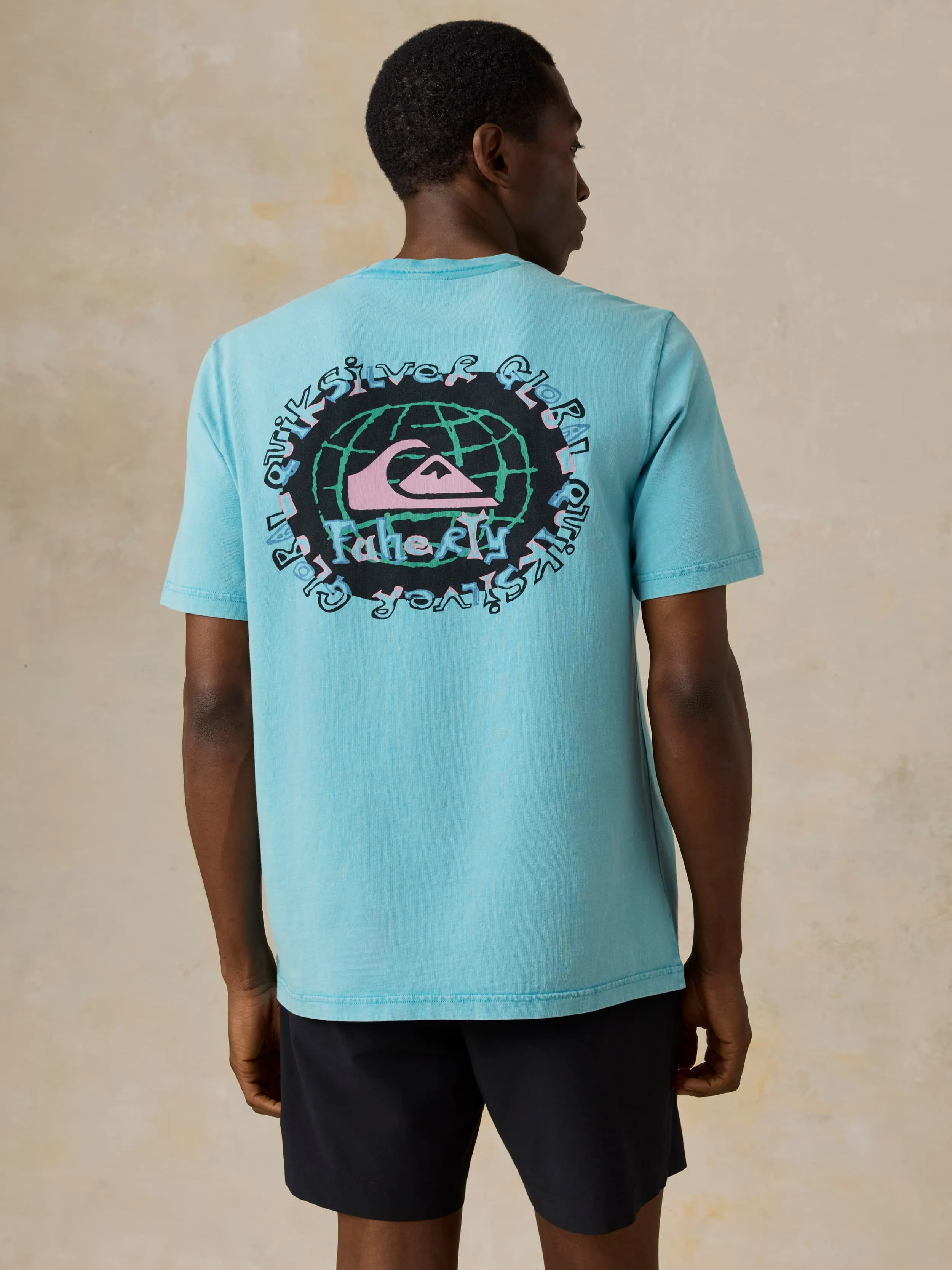 FAHERTY X QUIKSILVER HEAVY WASH TEE - TEAL TROPICS sold by Quiksilver