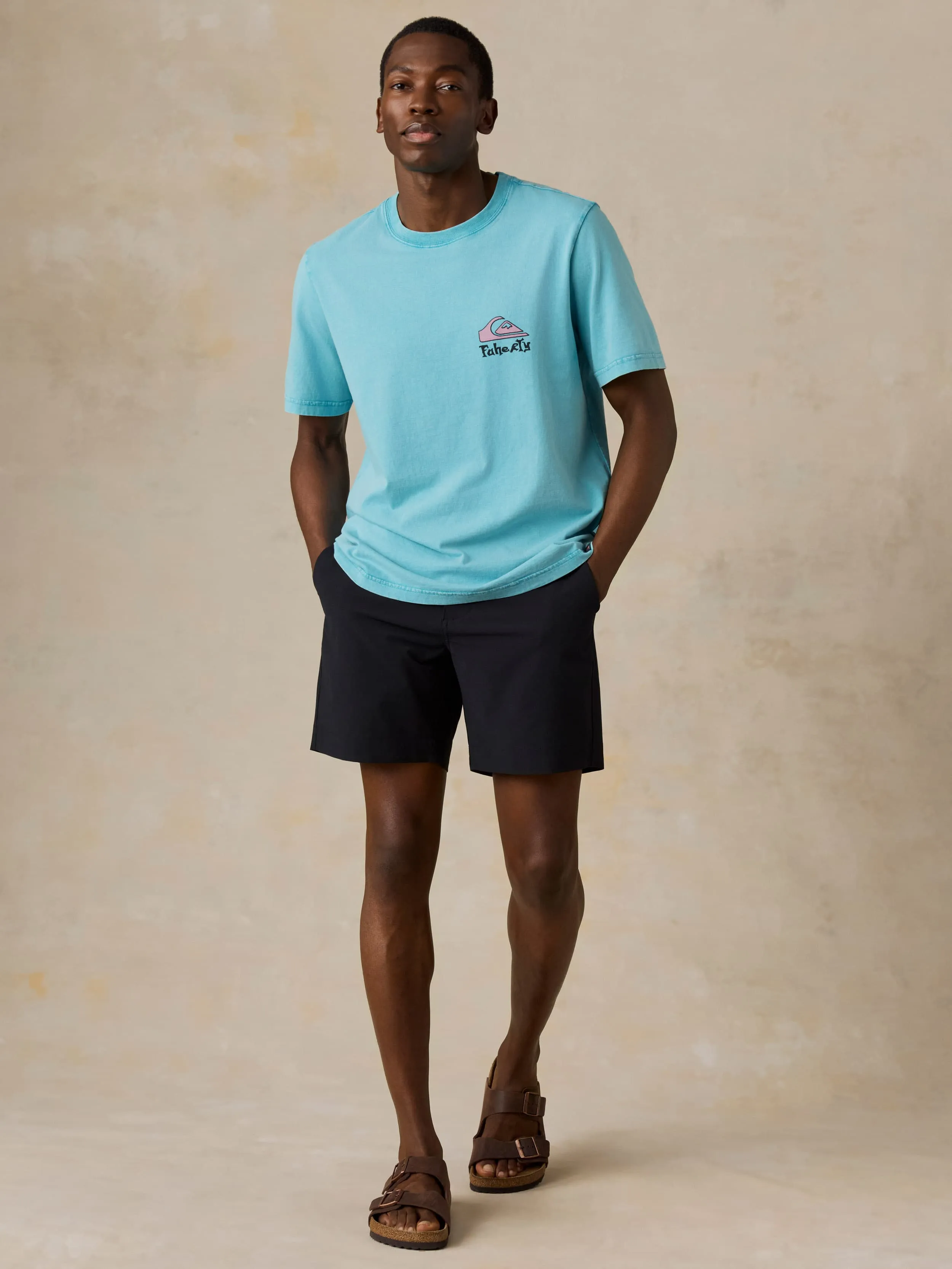 FAHERTY X QUIKSILVER HEAVY WASH TEE - TEAL TROPICS sold by Quiksilver product image thumbnail 3