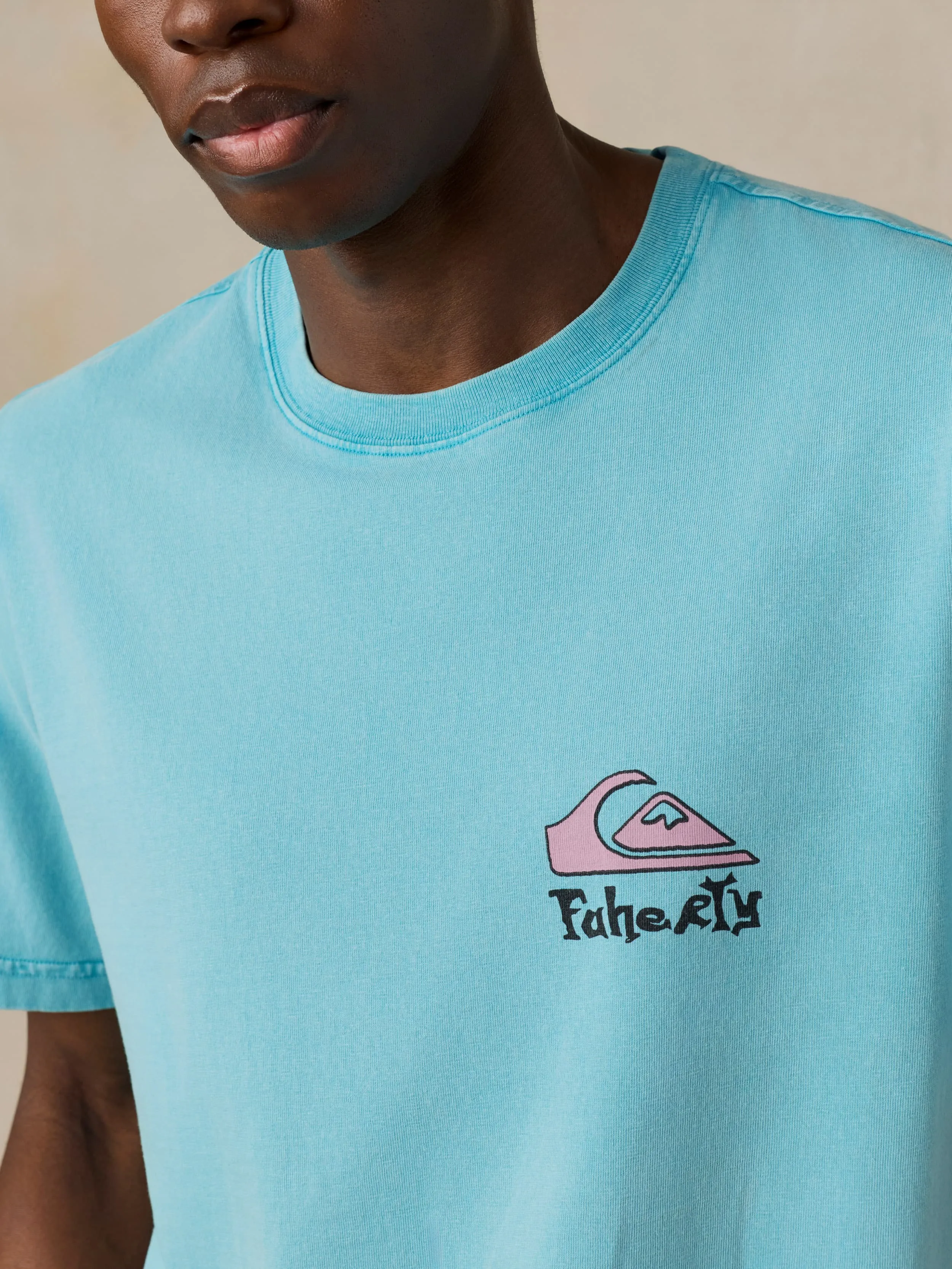 FAHERTY X QUIKSILVER HEAVY WASH TEE - TEAL TROPICS sold by Quiksilver product image thumbnail 5