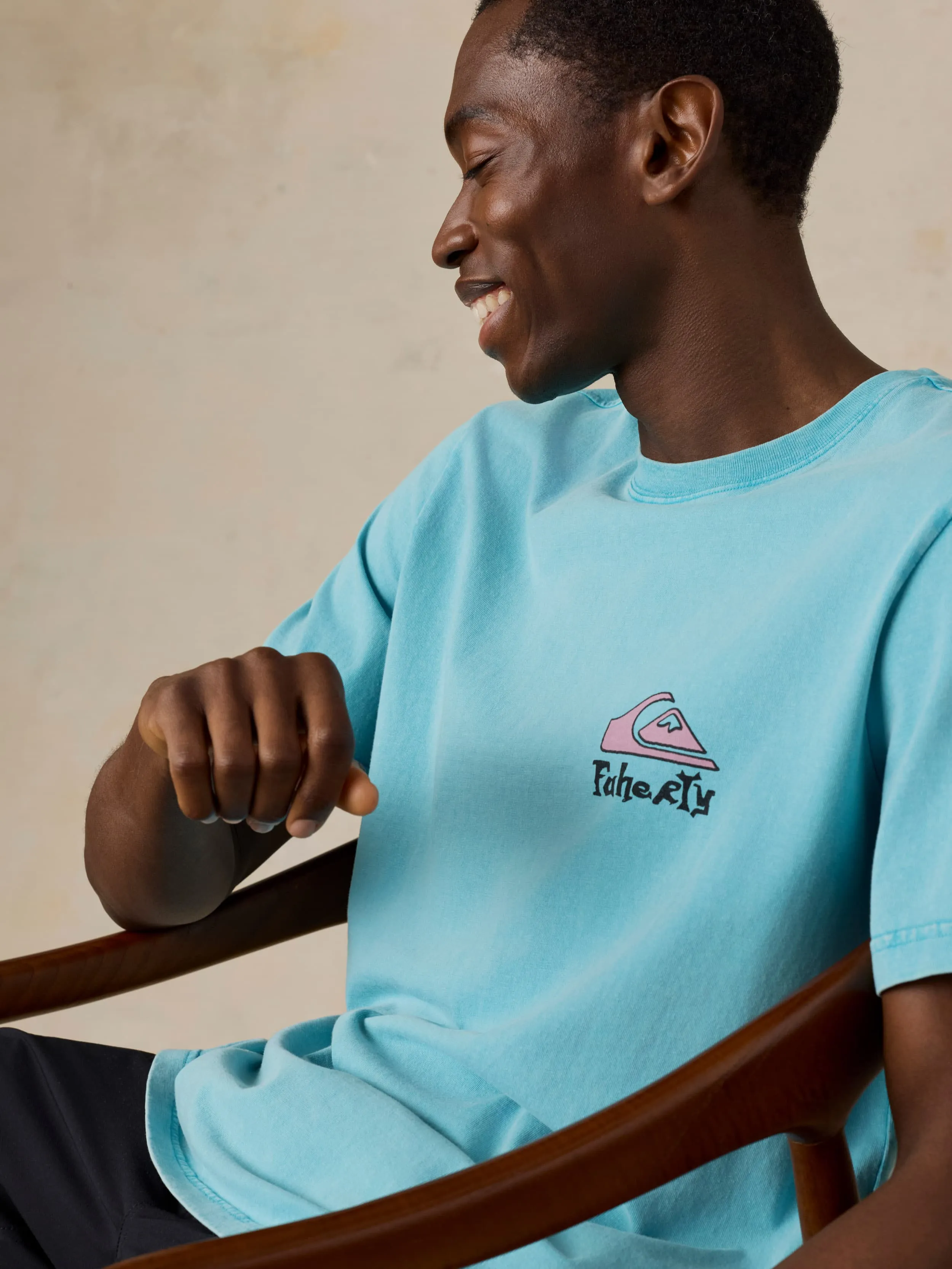 FAHERTY X QUIKSILVER HEAVY WASH TEE - TEAL TROPICS sold by Quiksilver product image thumbnail 4