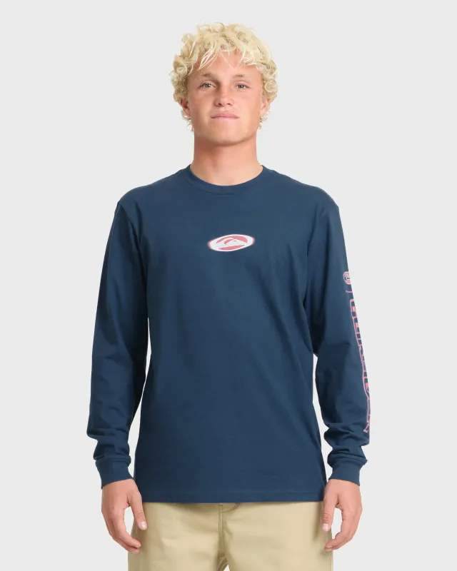 Radiation Long Sleeve Cotton T-Shirt - Dark Denim made by Quiksilver