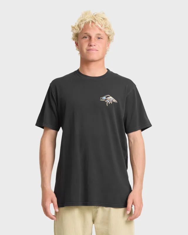 Heritage Spikes Pigment Dye Short Sleeve Cotton T-Shirt - Phantom made by Quiksilver