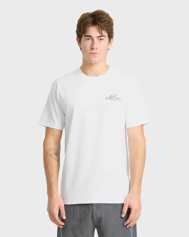 Hawaii State Classic Short Sleeve Cotton T-Shirt - White made by Quiksilver