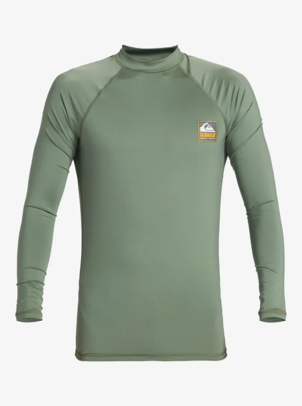 Hawaii Badge UPF 50 Long Sleeve Rashguard - Sea Spray sold by Quiksilver