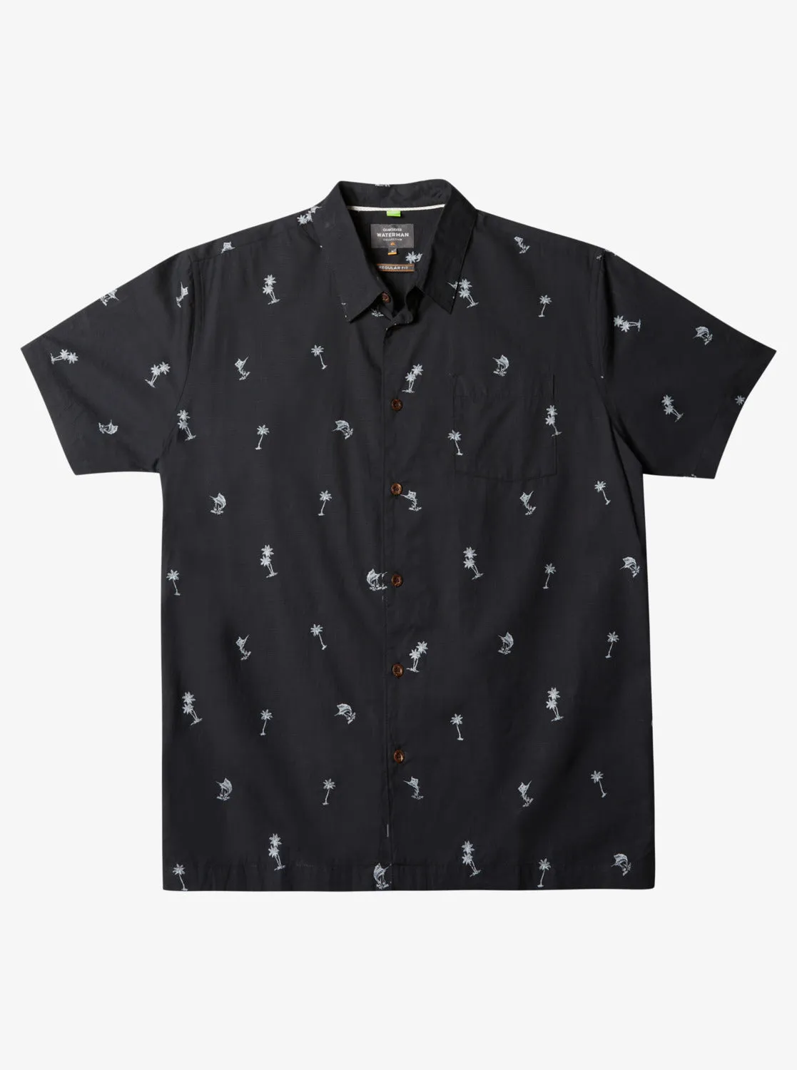 Waterman Sail Palm Short Sleeve Shirt - Black Sail Palms sold by Quiksilver