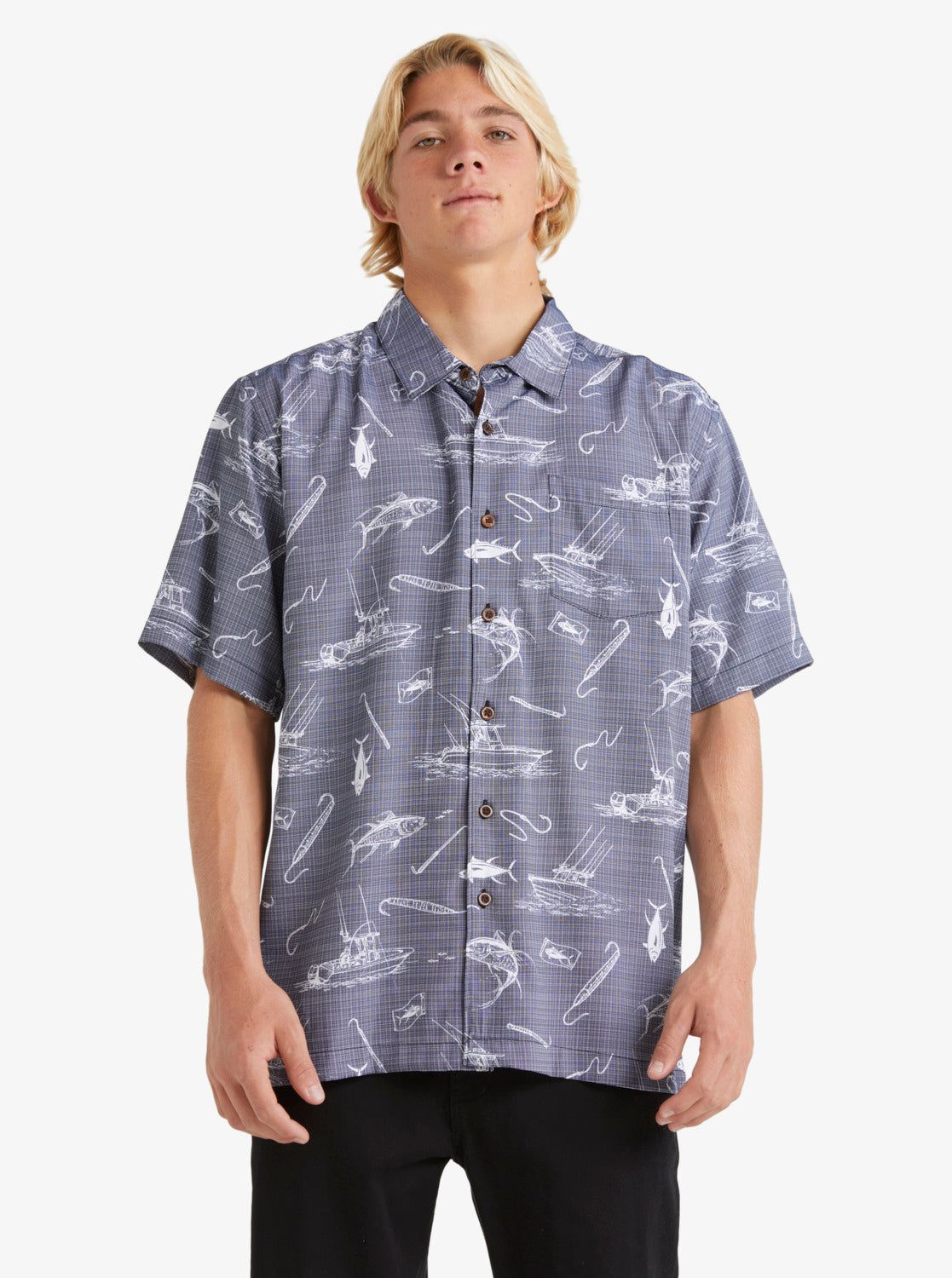 Waterman Line Spinner Short Sleeve Shirt - Medieval Blue Line Spinner sold by Quiksilver product image thumbnail 3