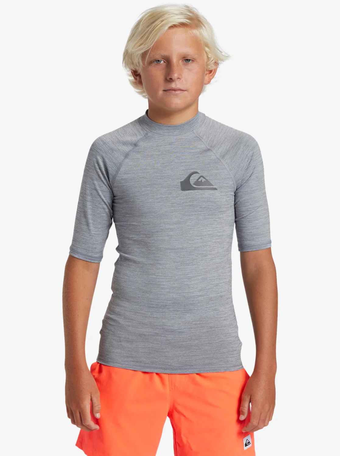 Boys 8-16 Everyday UPF 50 Short Sleeve Rashguard - Quarry Heather sold by Quiksilver