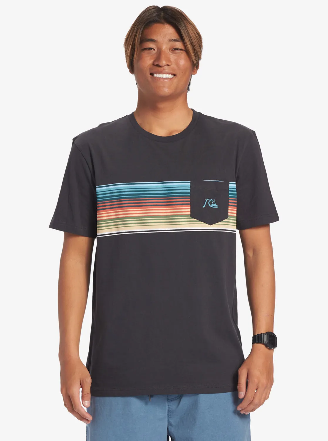 Swell Vision Stripe Pocket T-Shirt - Tarmac sold by Quiksilver product image thumbnail 3