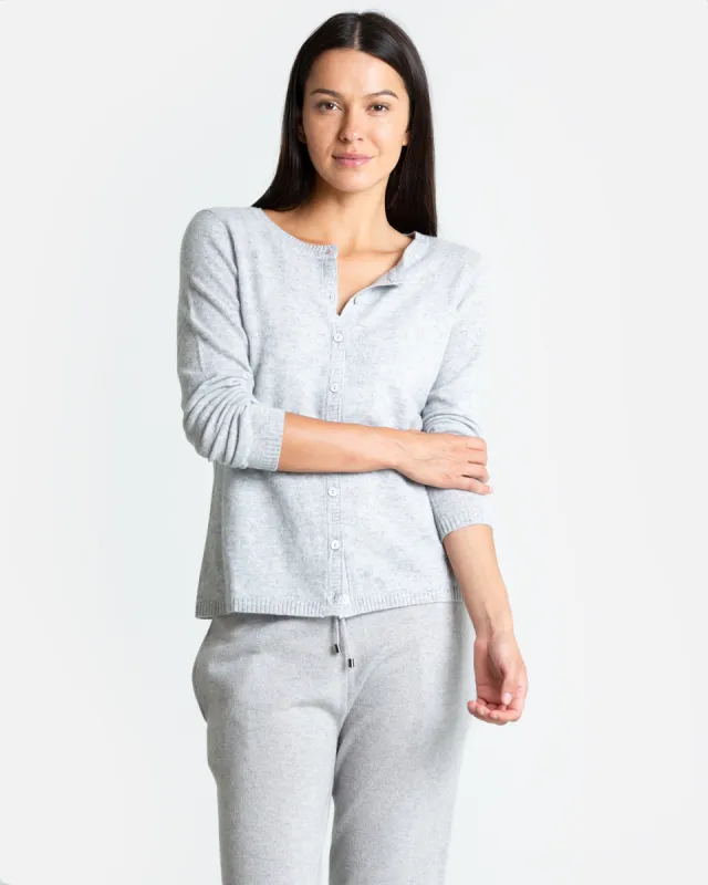 Colleen Eight Button Cashmere Cardigan made by Quinn