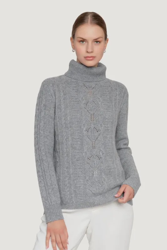 Cashmere Cable Knit Turtleneck sold by Quinn