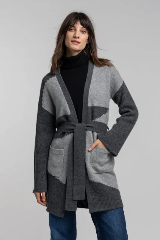 Cashmere Knit Intarsia Coatigan sold by Quinn