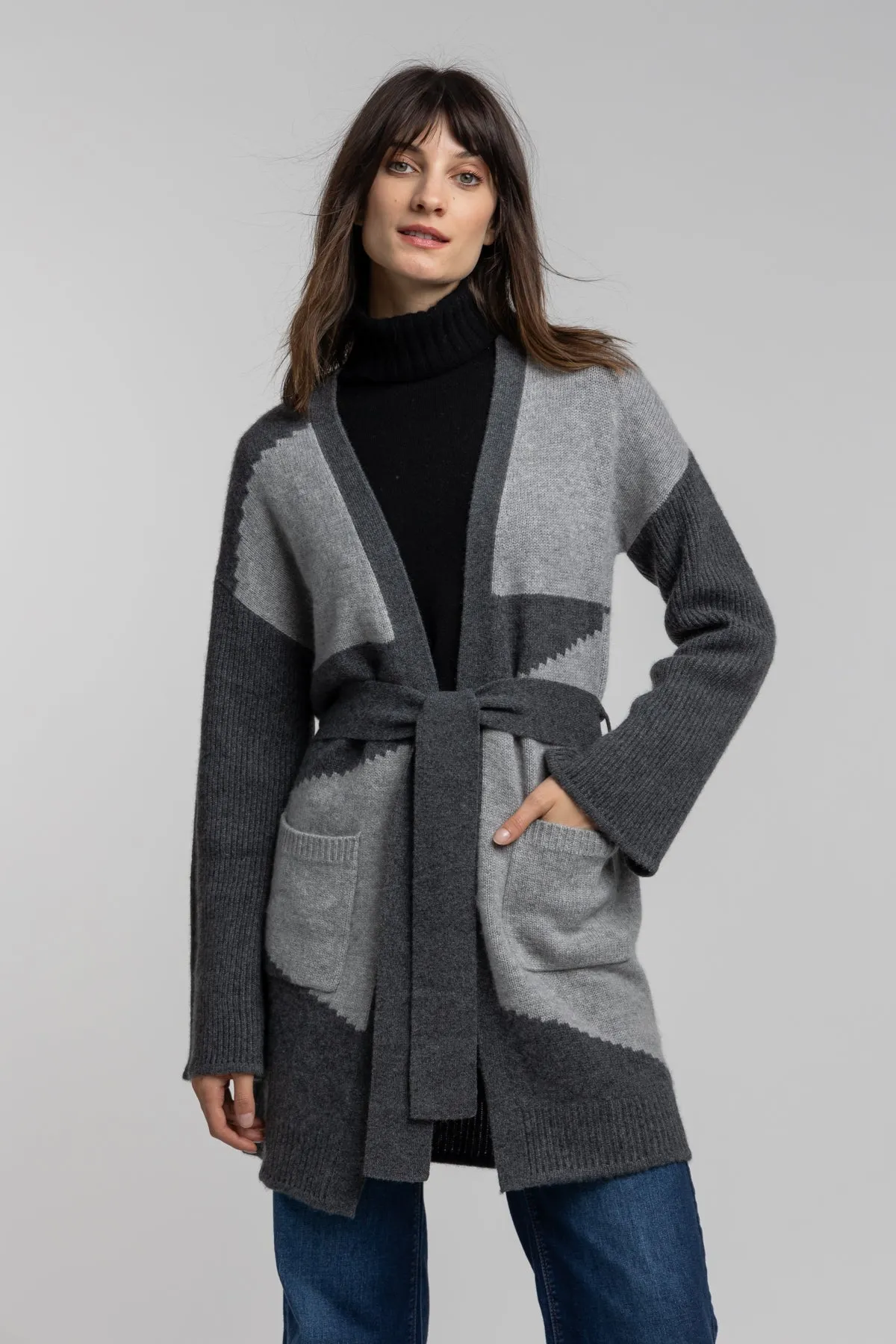 Cashmere Knit Intarsia Coatigan sold by Quinn