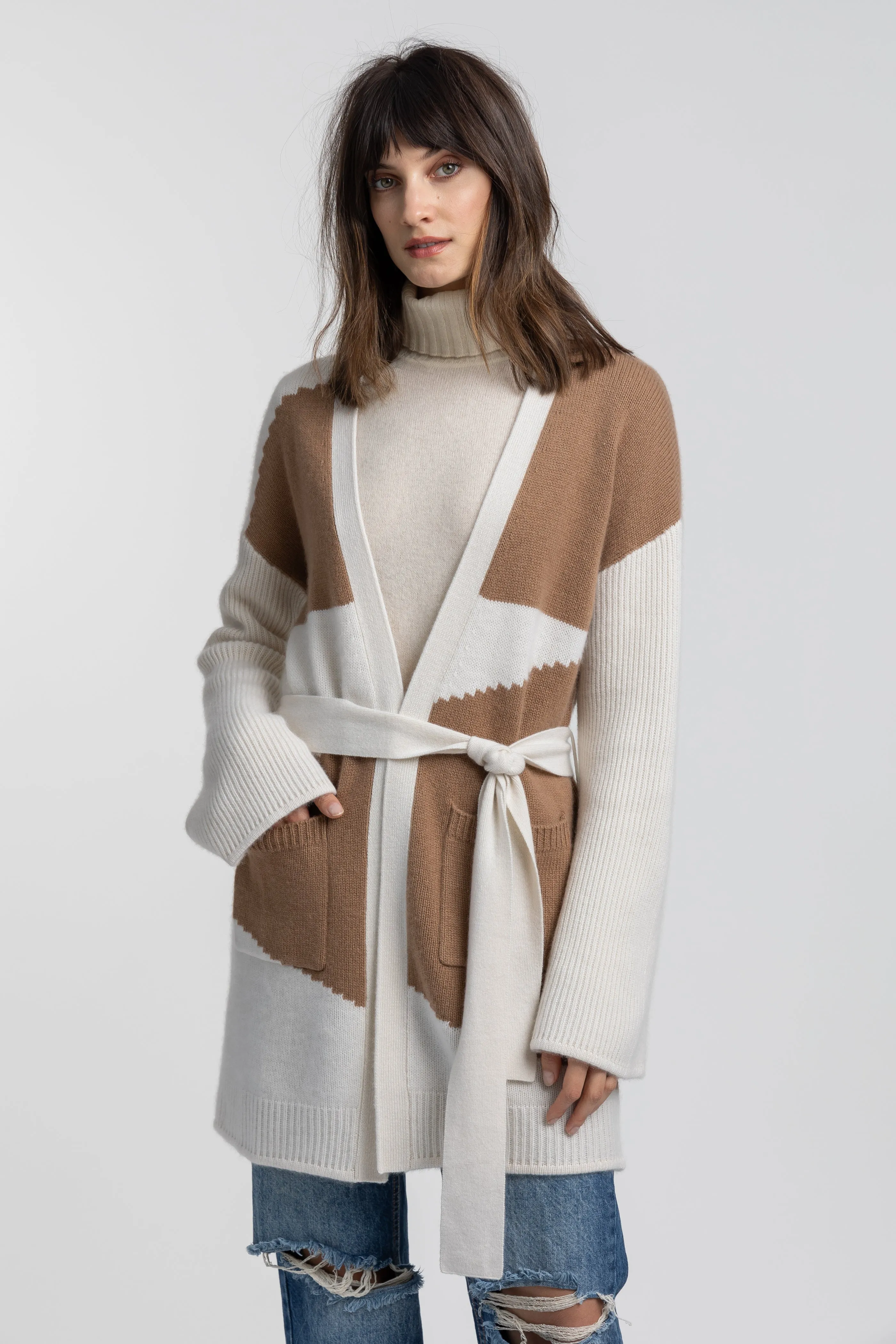 Cashmere Knit Intarsia Coatigan sold by Quinn product image thumbnail 5