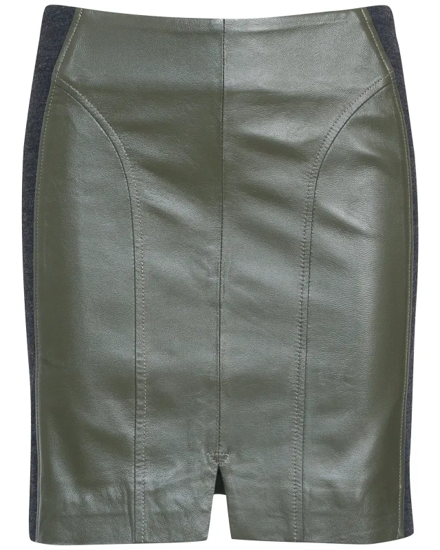 Emily Mixed Media Leather Skirt sold by Quinn