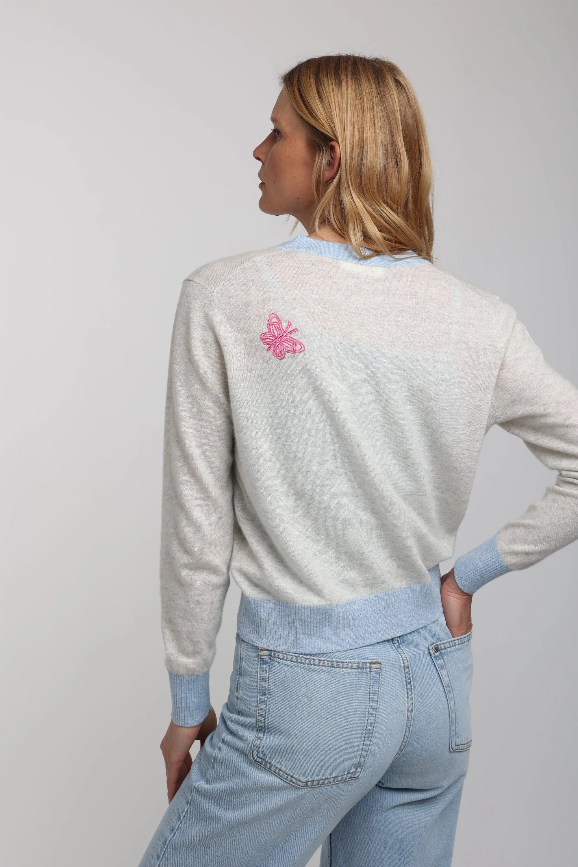 Cashmere & Linen Butterfly Color Block Cardigan sold by Quinn product image thumbnail 5