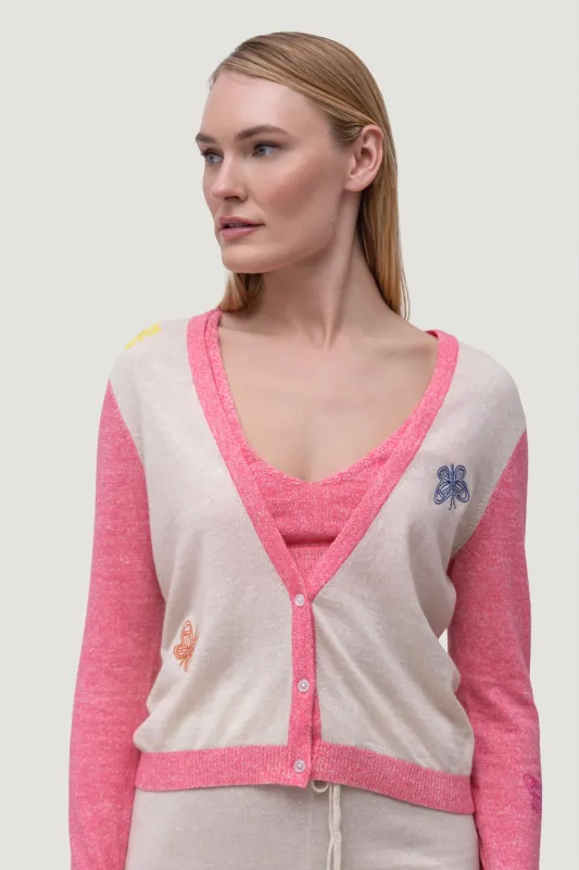 Cashmere & Linen Butterfly Color Block Cardigan made by Quinn
