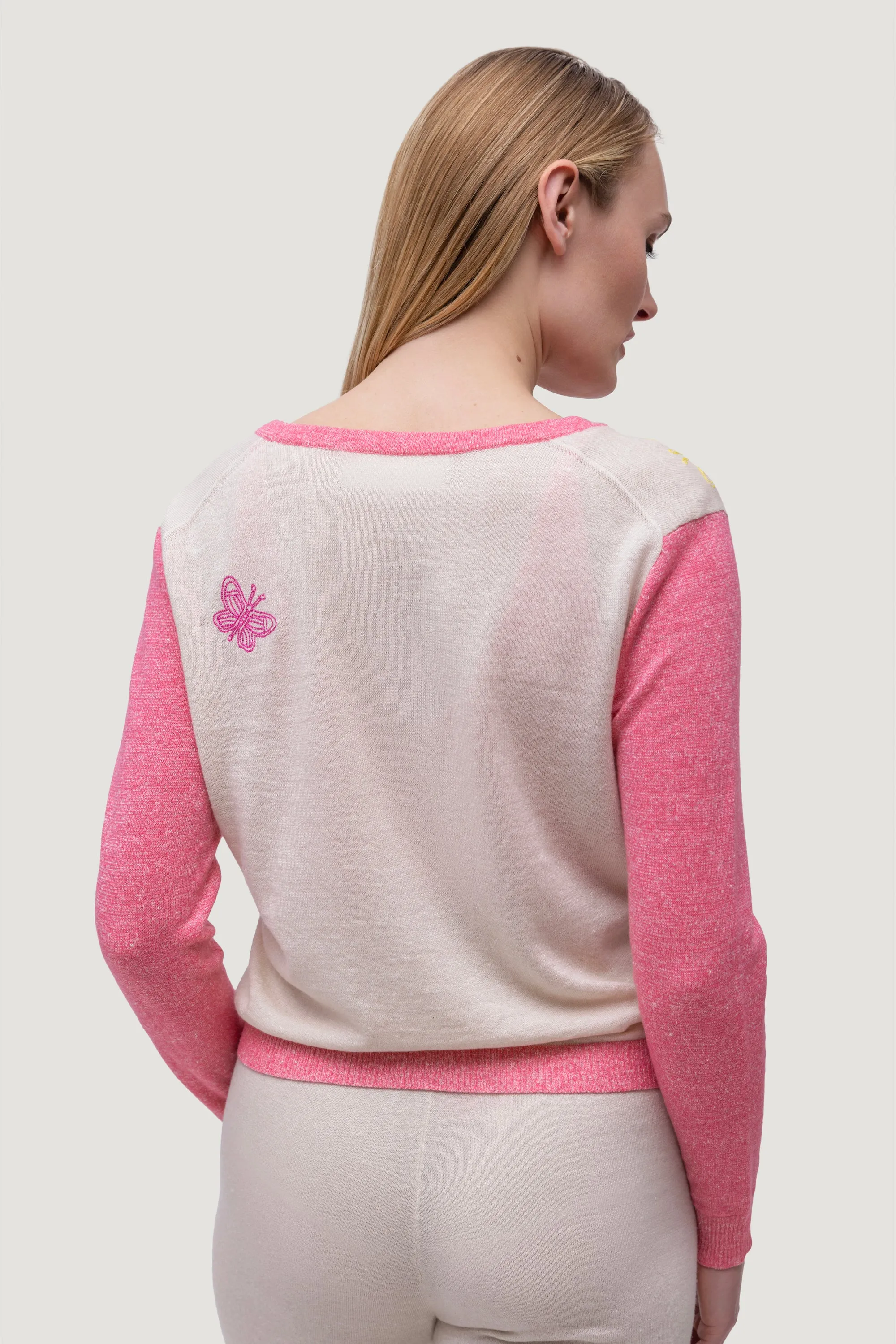 Cashmere & Linen Butterfly Color Block Cardigan sold by Quinn product image thumbnail 3