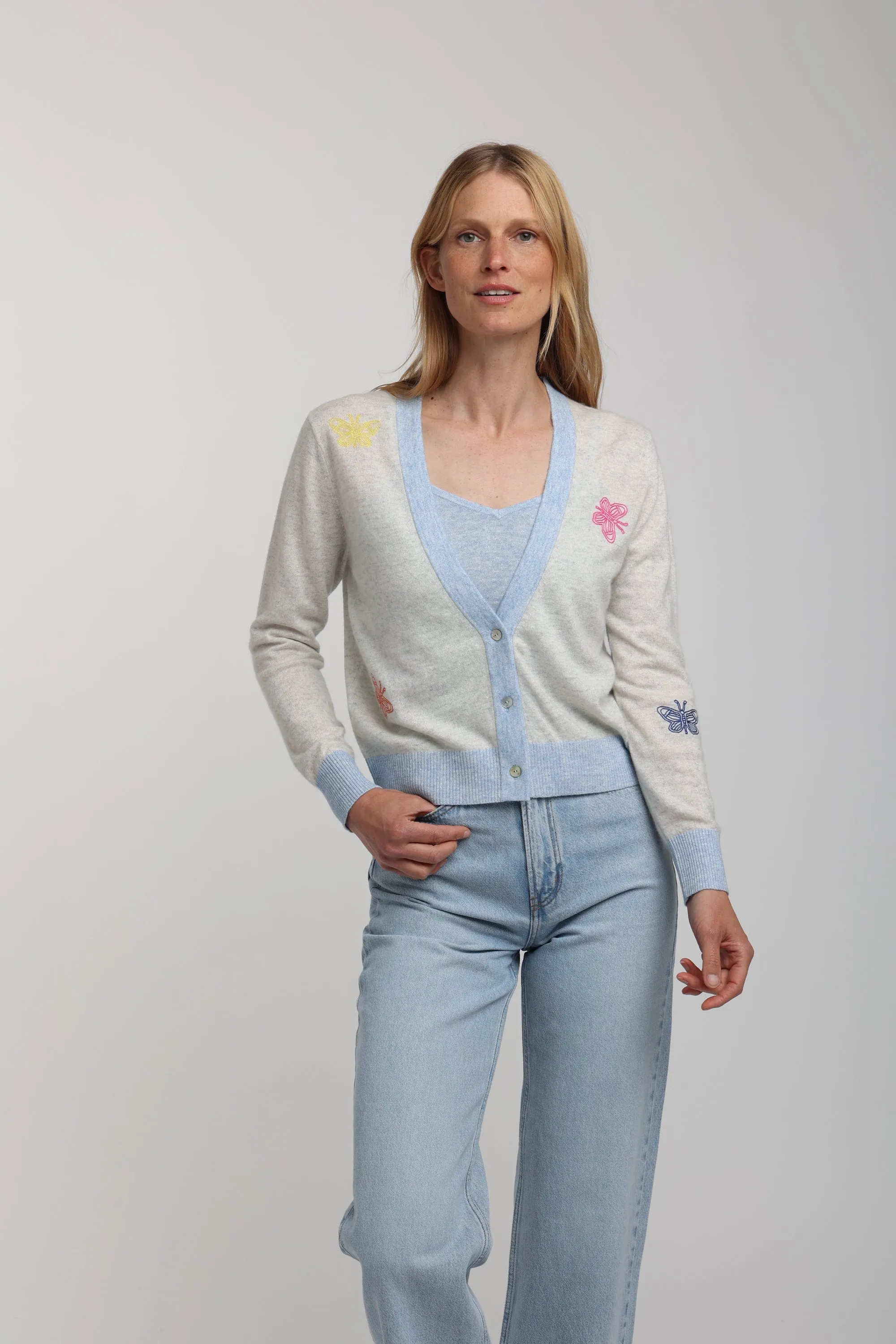Cashmere & Linen Butterfly Color Block Cardigan sold by Quinn product image thumbnail 4