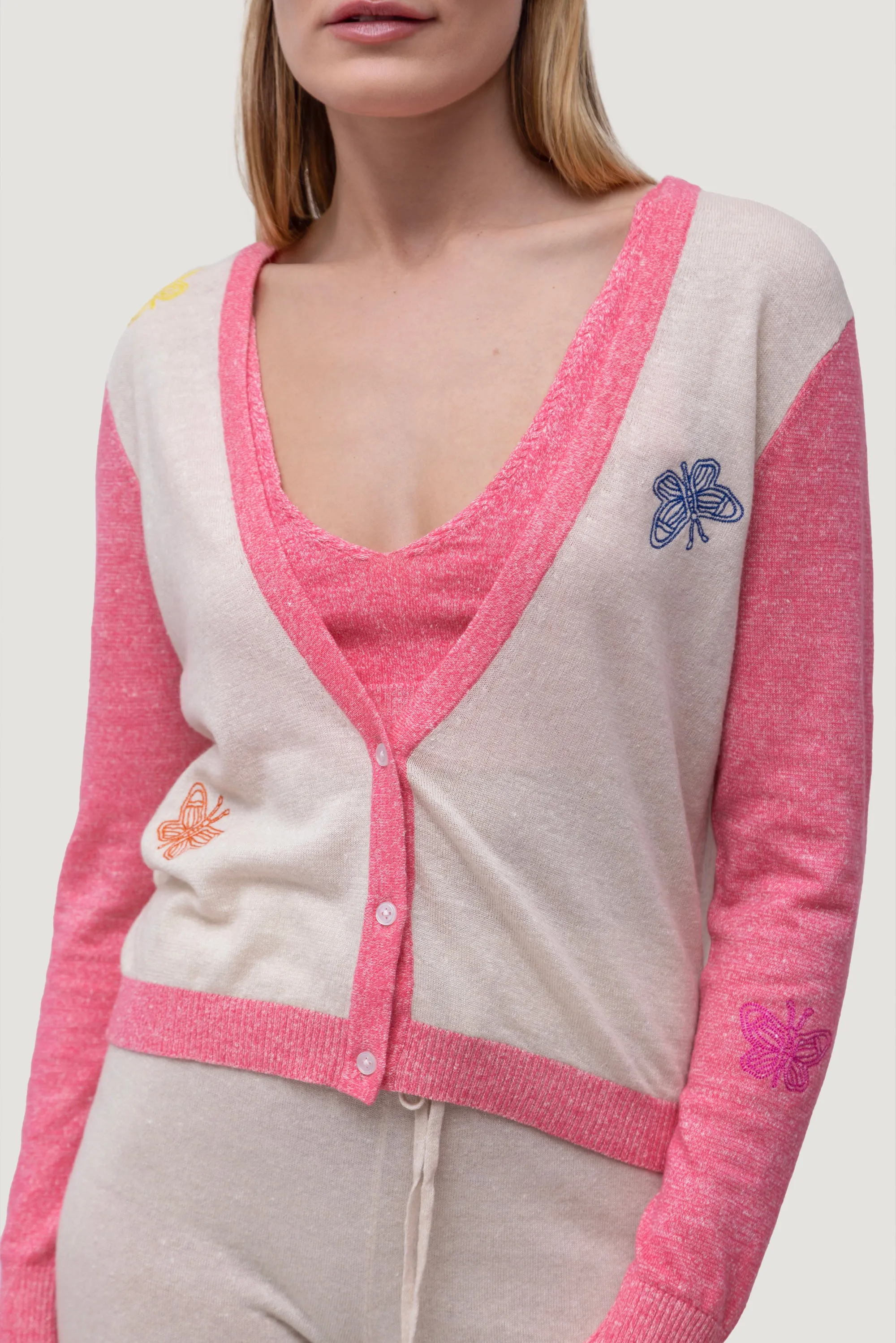 Cashmere & Linen Butterfly Color Block Cardigan sold by Quinn product image thumbnail 2
