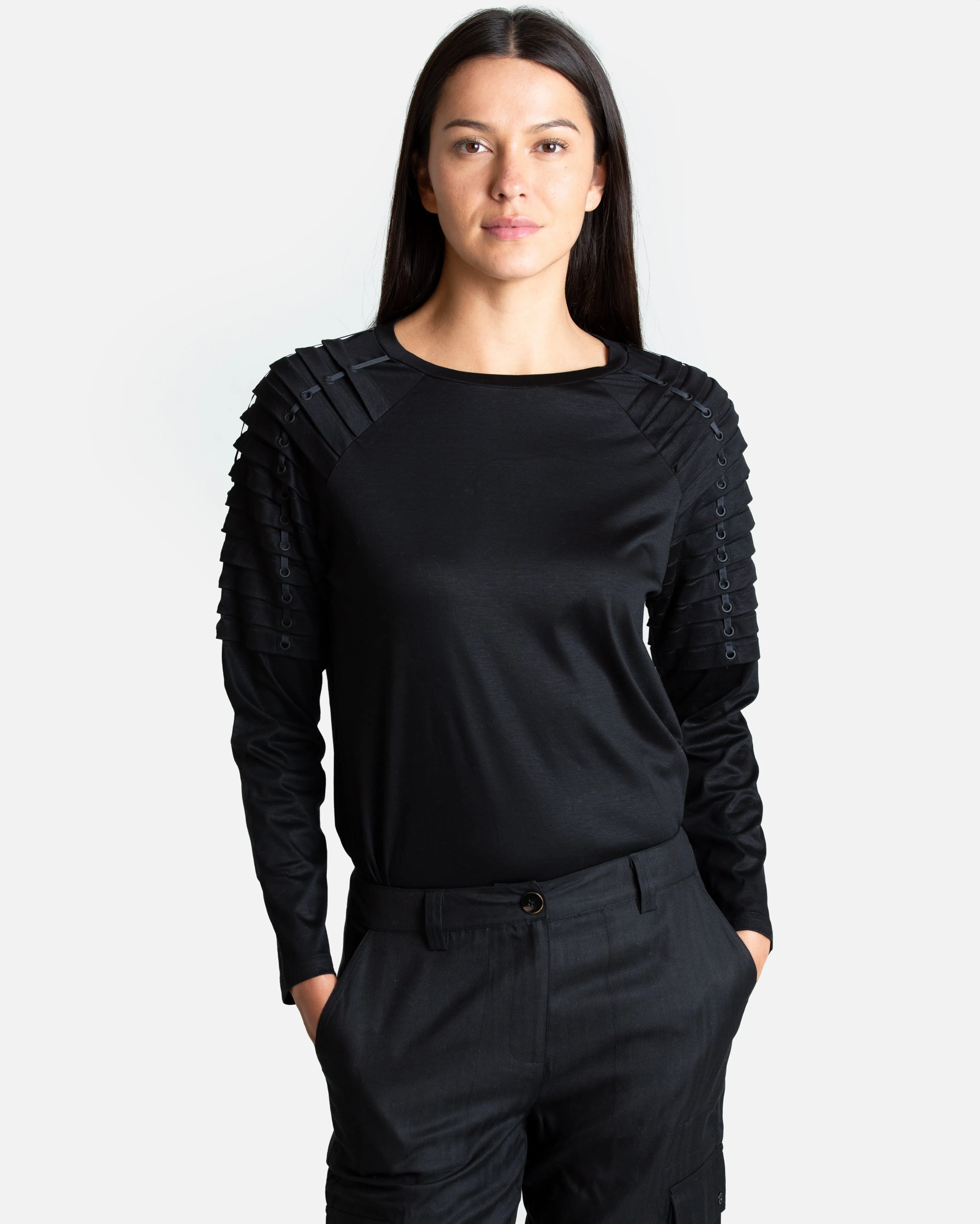 Rei Pleated Raglan Top sold by Quinn