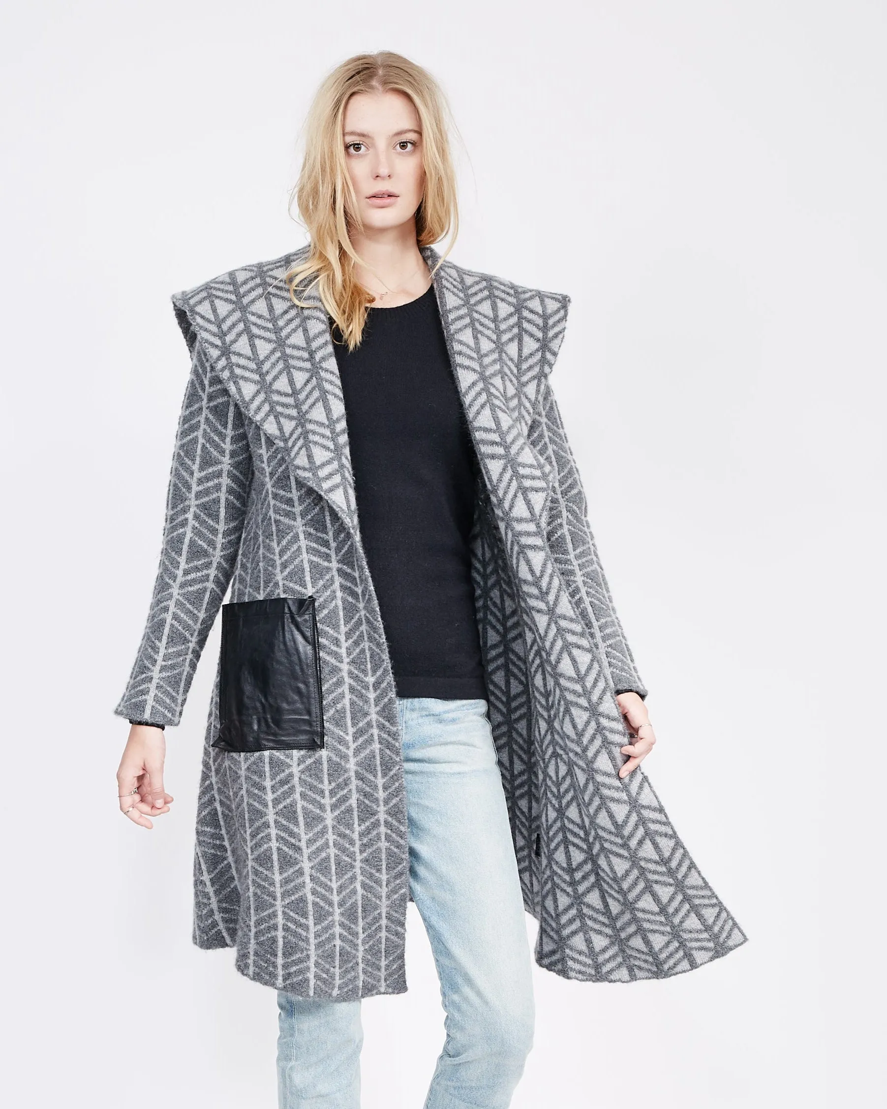 Cashmere Jacquard Coatigan sold by Quinn