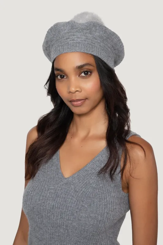 Cashmere Pom Pom Beret sold by Quinn