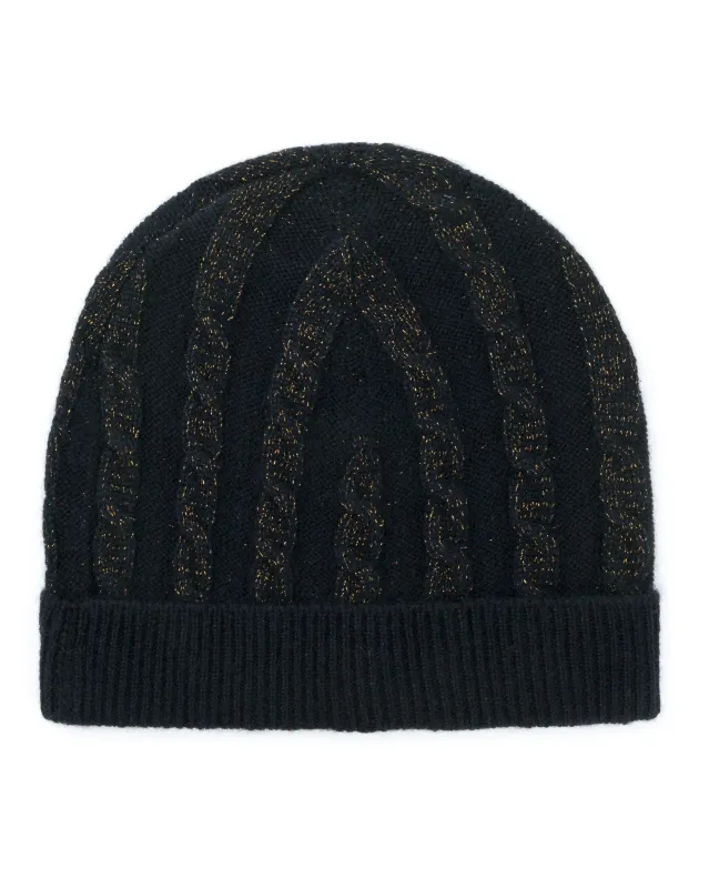 Cable Lurex Cashmere Hat sold by Quinn