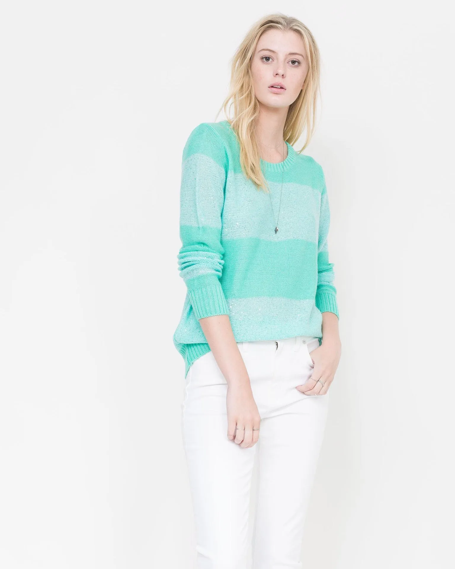 Sequin Stripe Crew sold by Quinn