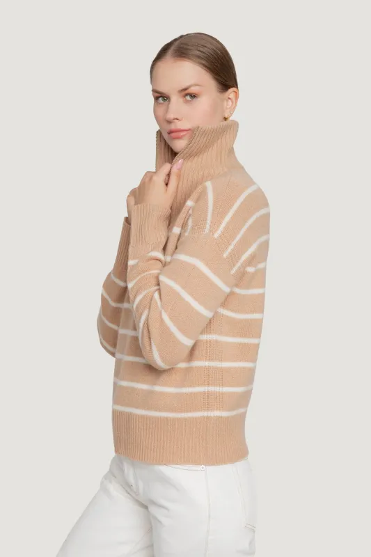 Cashmere Striped Half Zip Sweater sold by Quinn