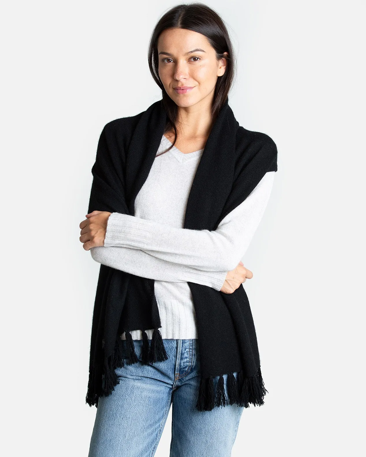 Cashmere Scarf with Fringe sold by Quinn