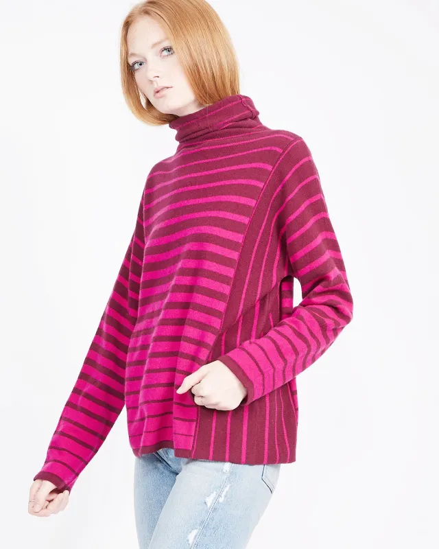Taylor Cashmere Striped Funnel Neck made by Quinn