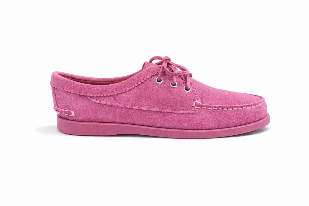 Women's Blucher Shoe: Pink Suede made by Quoddy