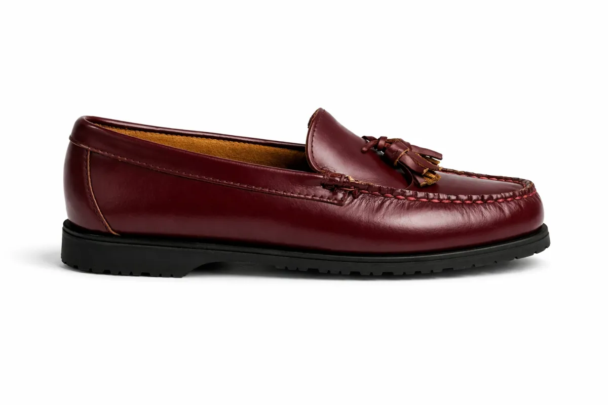 In Stock Women's Windham Tassel Slip On: Burgundy made by Quoddy