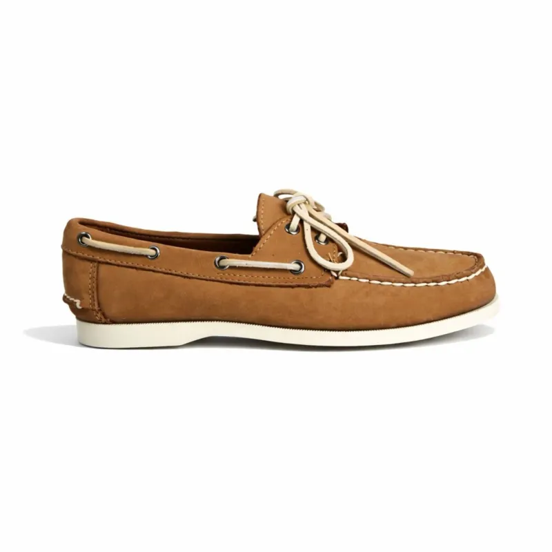 In Stock Women's Calais Boat Shoe: Tan made by Quoddy