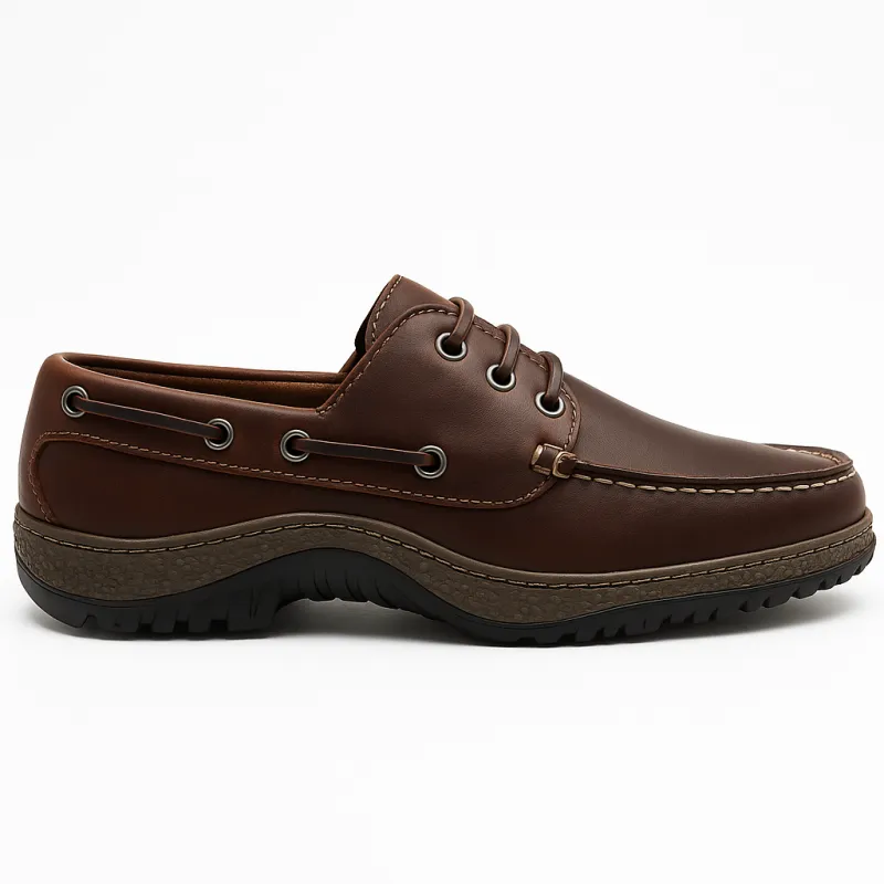 LE Men's Quoddy Head Boat Shoe: All Terrain Brown made by Quoddy
