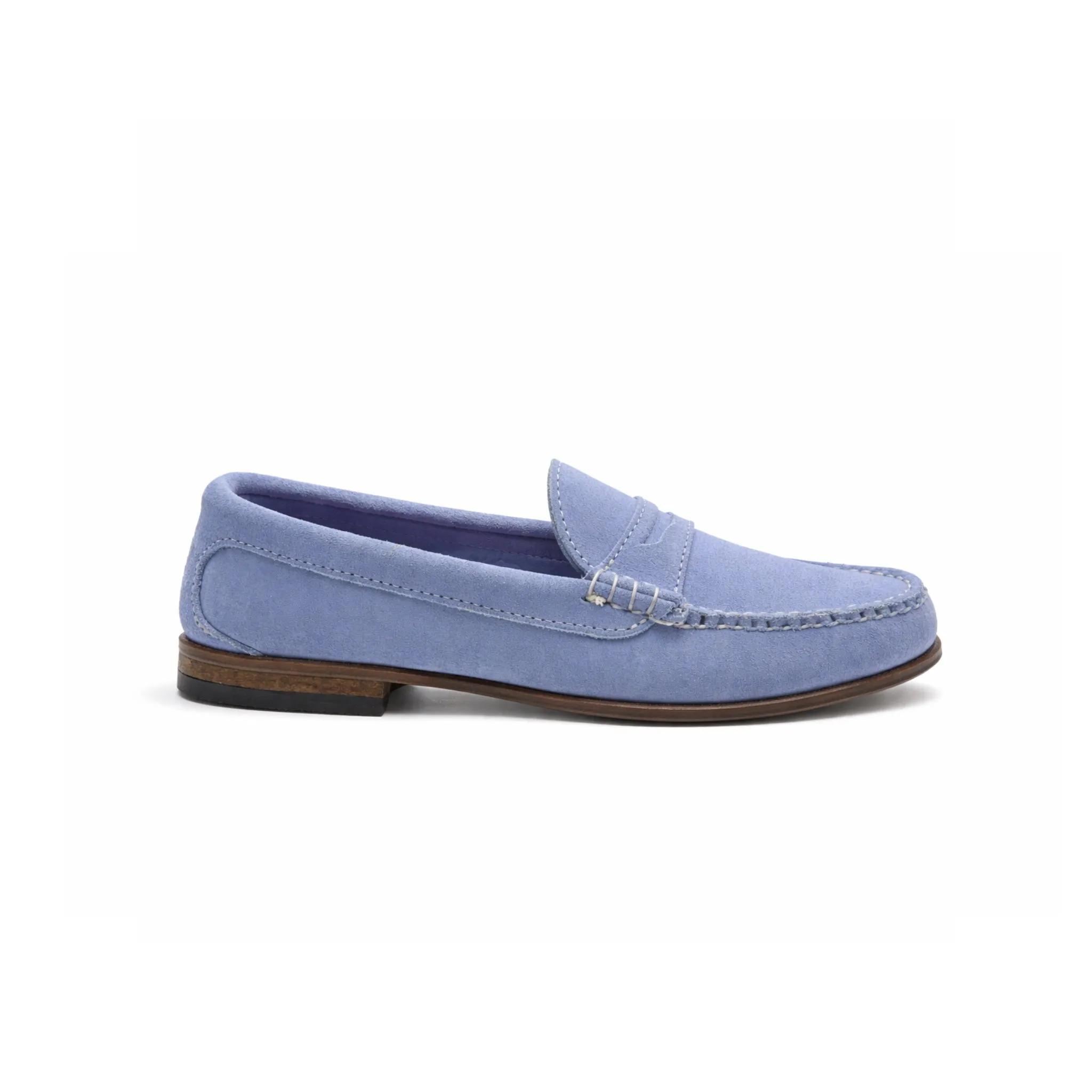 KKB Penny Loafer: Light Blue Pastel Suede sold by Quoddy