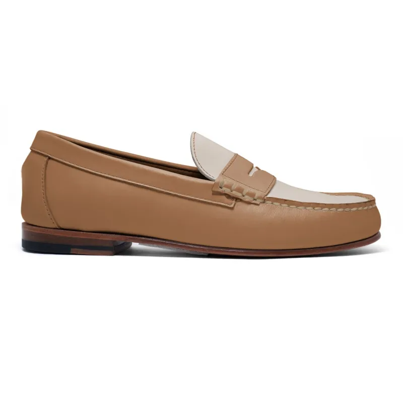 Men's Penny Loafer Classic LE: British Tan/White made by Quoddy