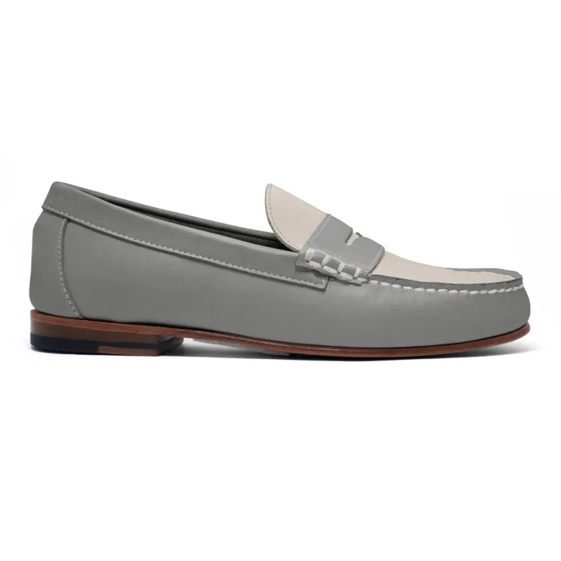 Men's Penny Loafer Classic LE: Grey/Ivory made by Quoddy