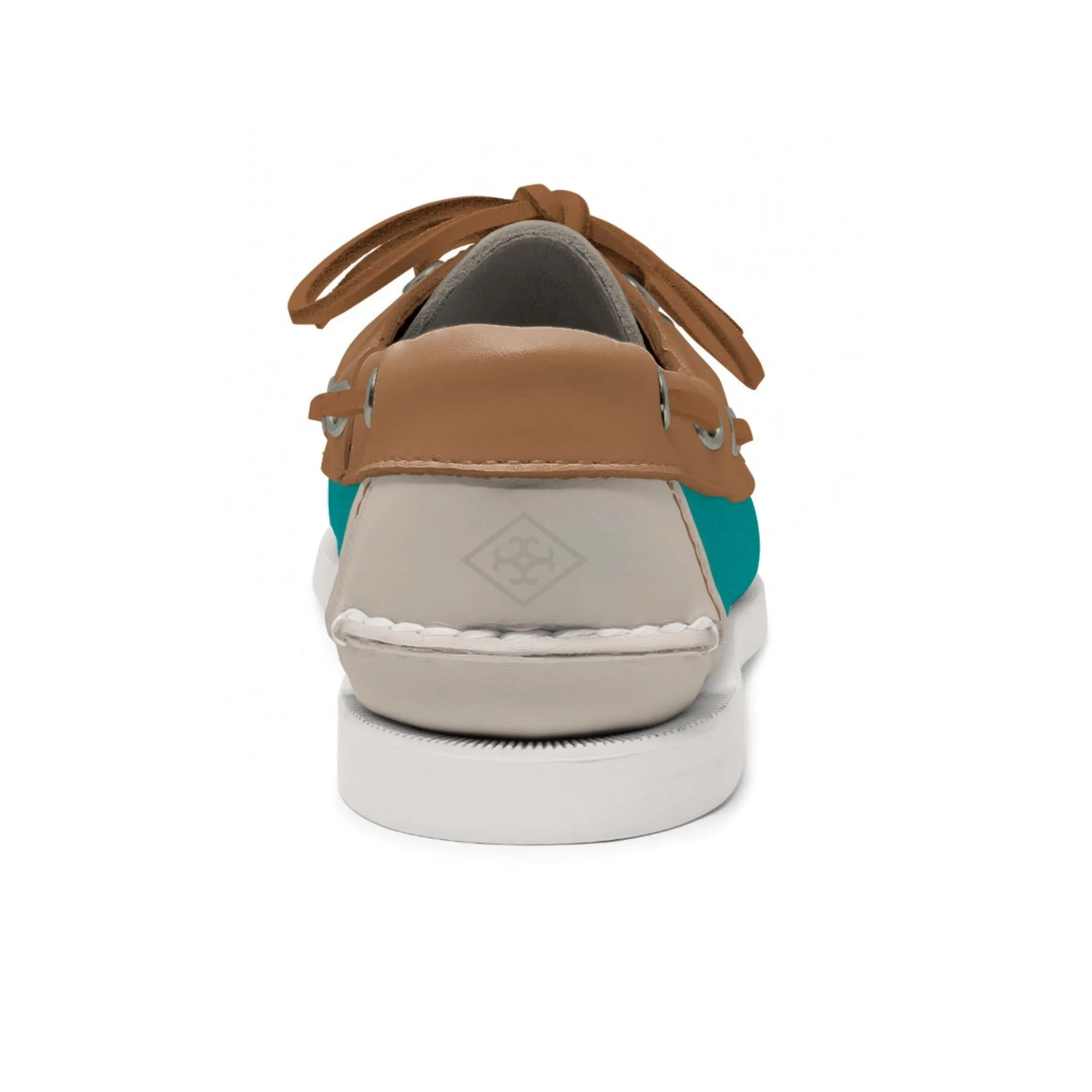 Women's 2 Eyelet LE Boat Shoe: Turquoise/Ivory/Tan sold by Quoddy product image thumbnail 3