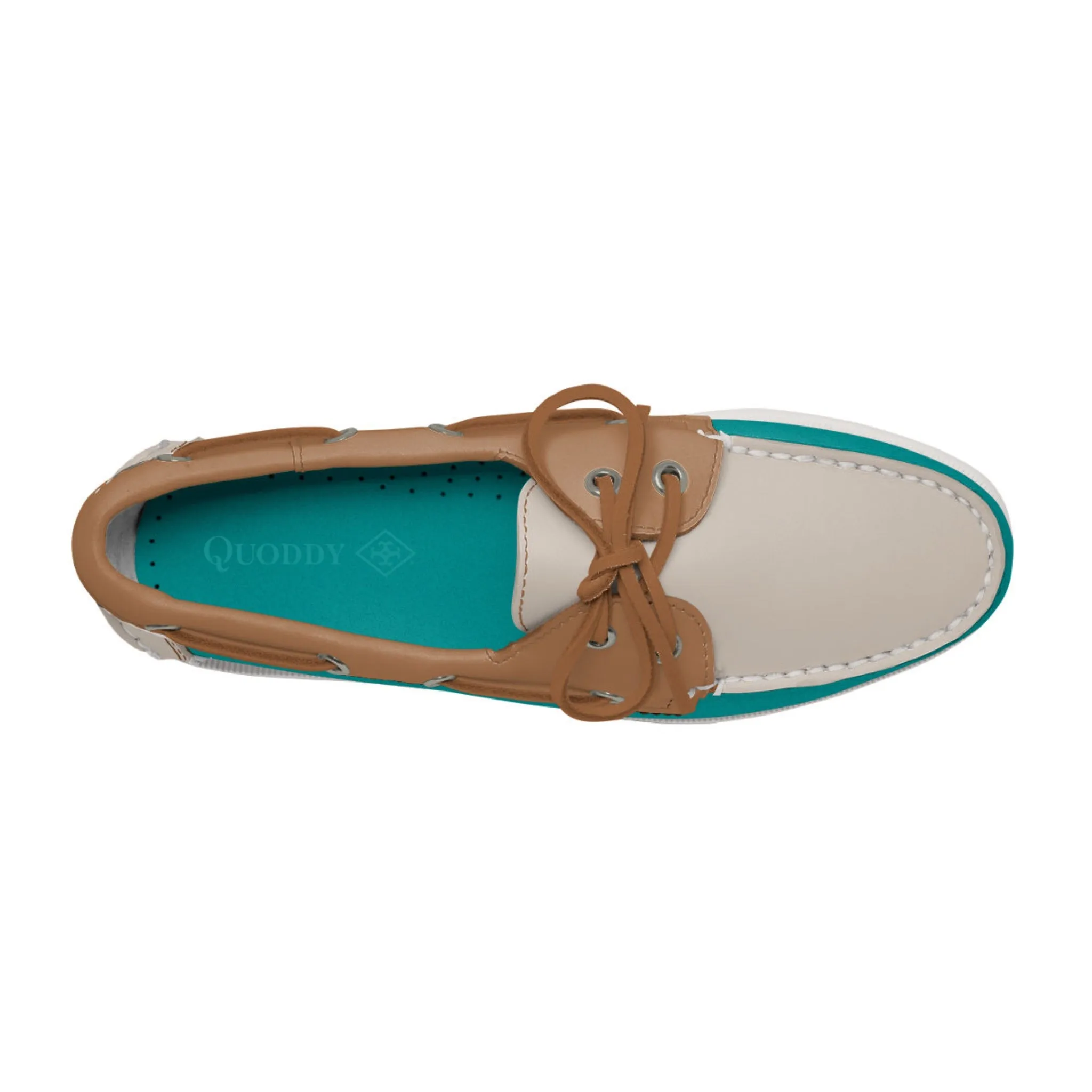 Women's 2 Eyelet LE Boat Shoe: Turquoise/Ivory/Tan sold by Quoddy product image thumbnail 2