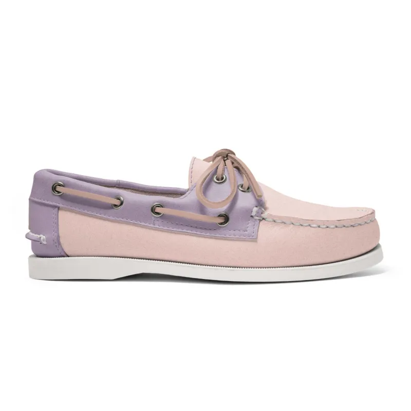 Women's 2 Eyelet LE Boat Shoe: Pink/Lavender made by Quoddy