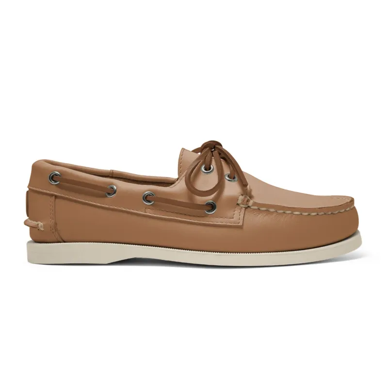 Women's 2 Eyelet LE Boat Shoe: Tan made by Quoddy