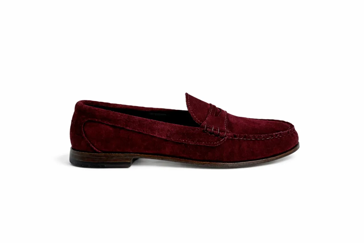 KKB Penny Loafer: Burgundy Suede made by Quoddy