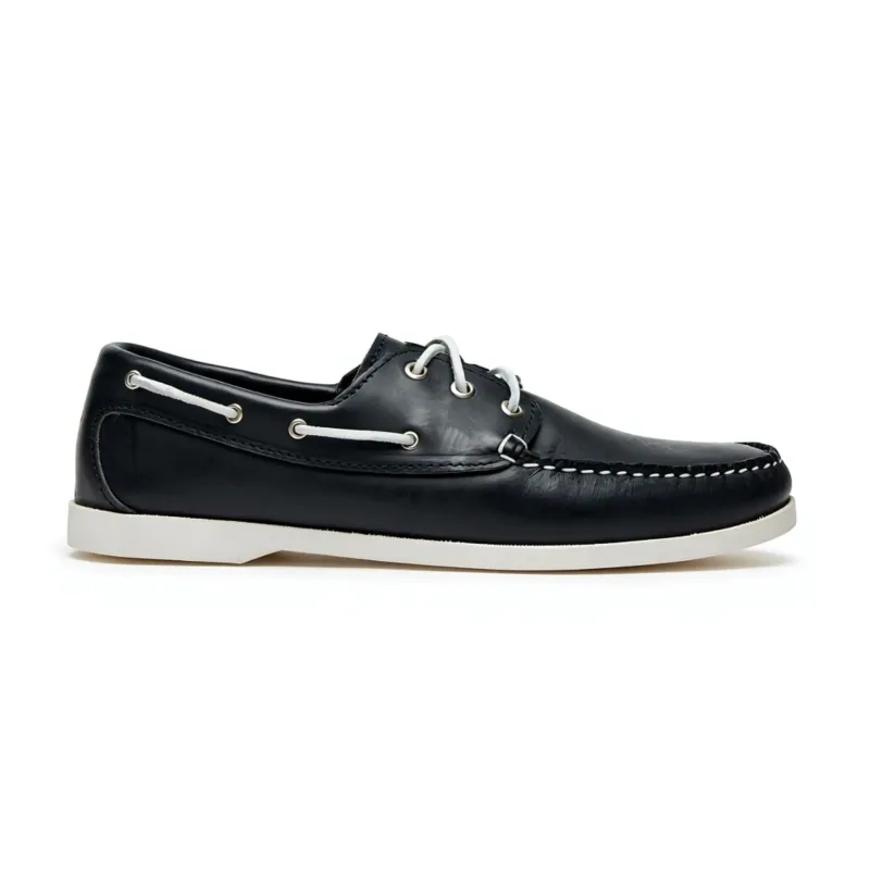 In Stock Men’s Quoddy Head Boat Shoe: Navy made by Quoddy
