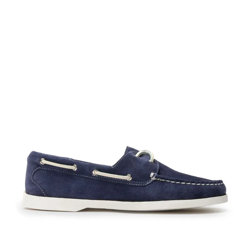 Women’s Auburn Boat Shoe: Navy Suede made by Quoddy