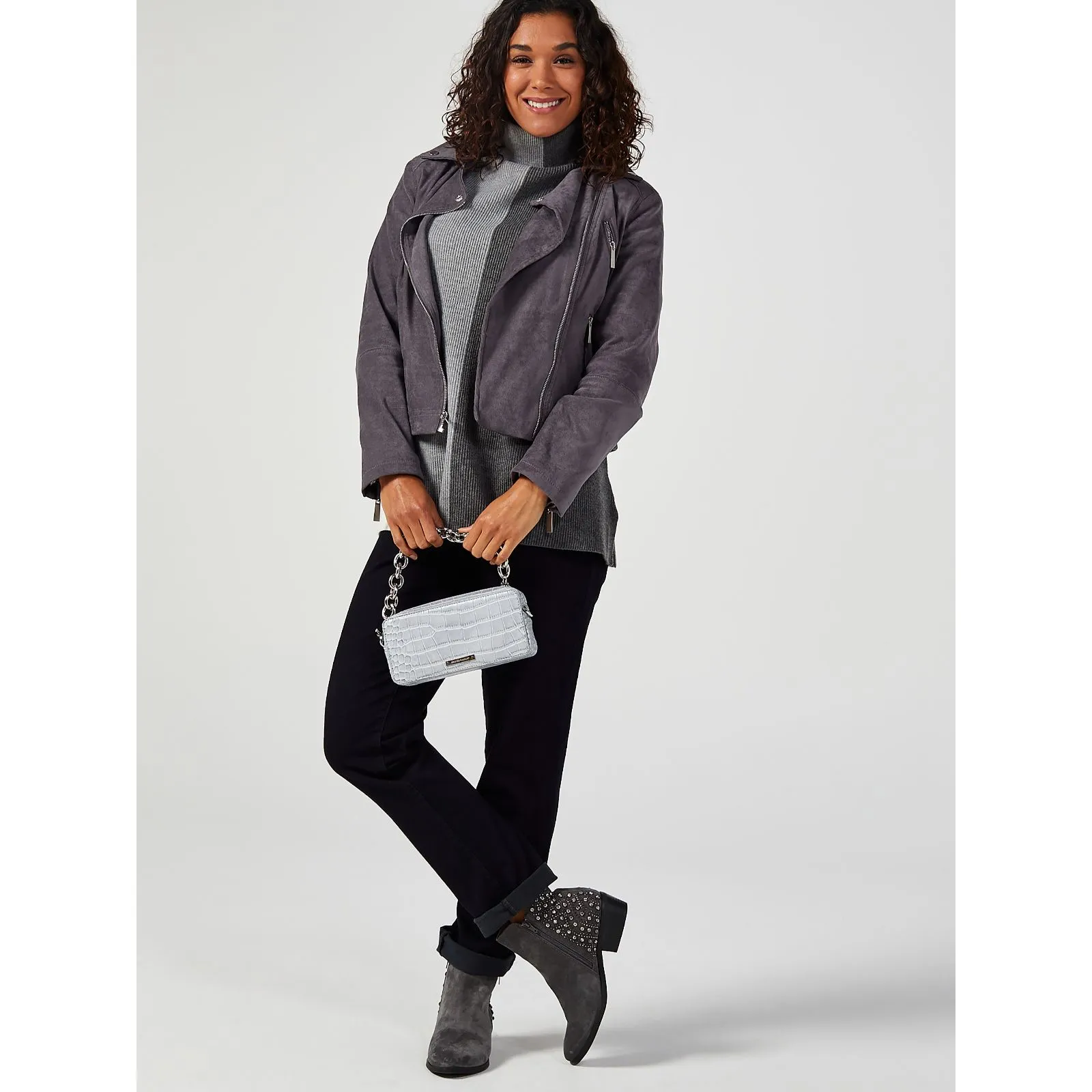 Ruth Langsford Suedette Biker Jacket sold by QVC product image thumbnail 3