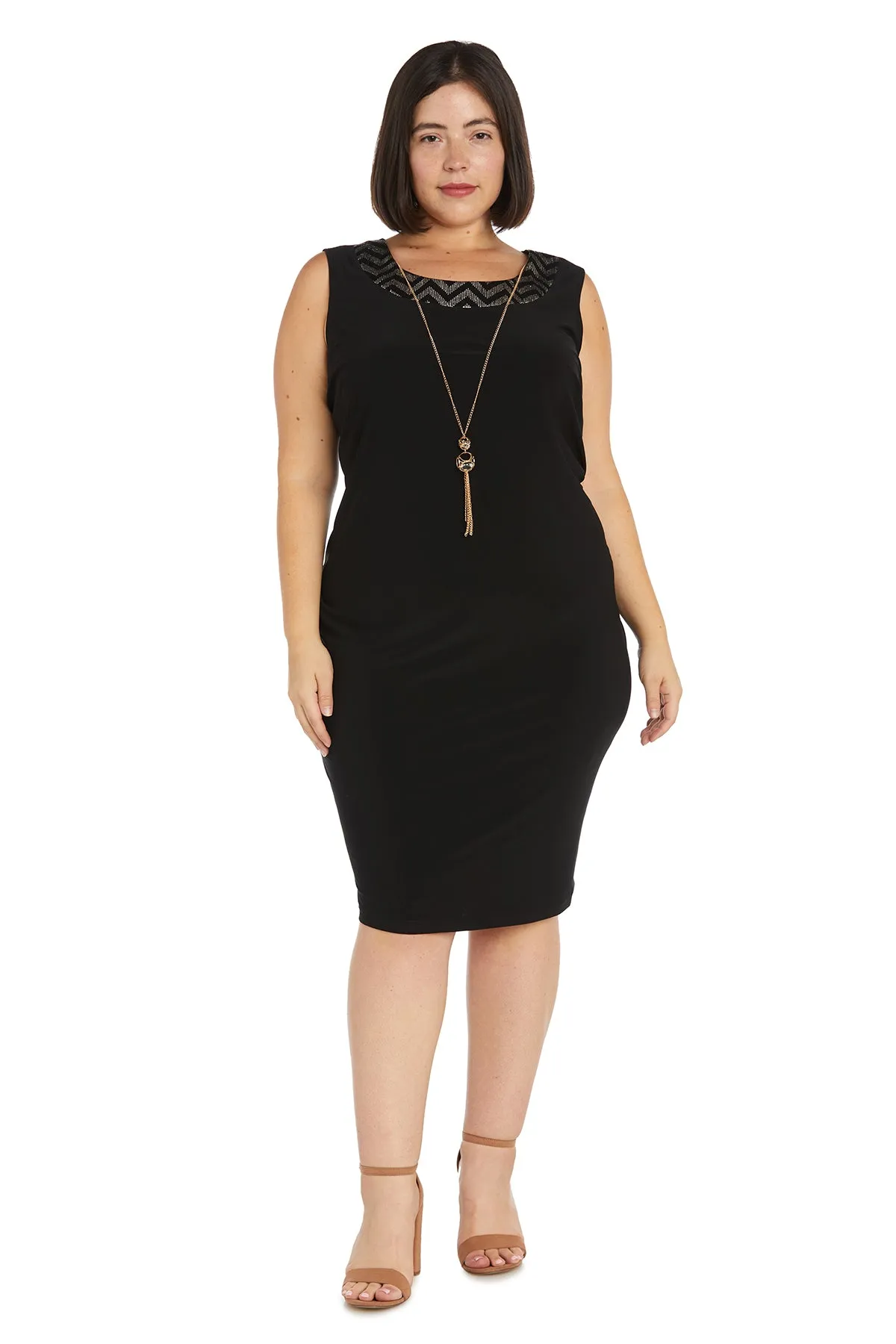 Two-Piece Print Pleated Metallic Knit Jacket Dress - Plus sold by R&M Richards product image thumbnail 3