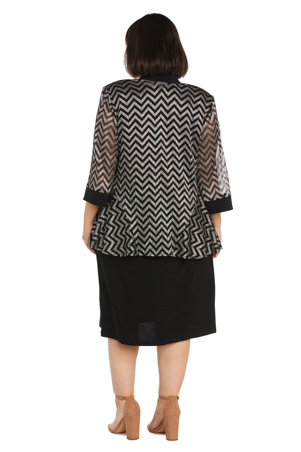 Two-Piece Print Pleated Metallic Knit Jacket Dress - Plus sold by R&M Richards product image thumbnail 2