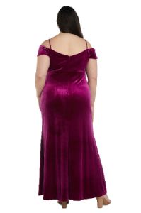 Nightway Stretch Velvet Evening Gown - Plus sold by R&M Richards