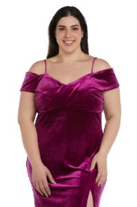Nightway Stretch Velvet Evening Gown - Plus sold by R&M Richards